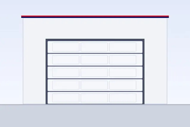 Automatic garage door on the front of a family villa